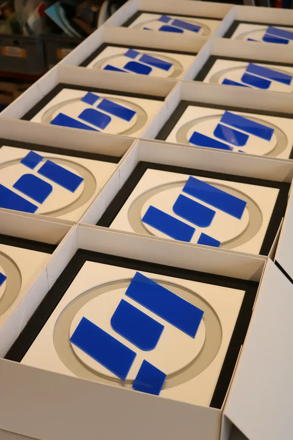 Brennan milestone awards in their presentation boxes