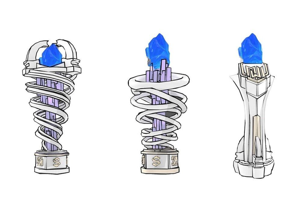 Hand drawn concept sketches for a trophy, exploring shape and proportion
